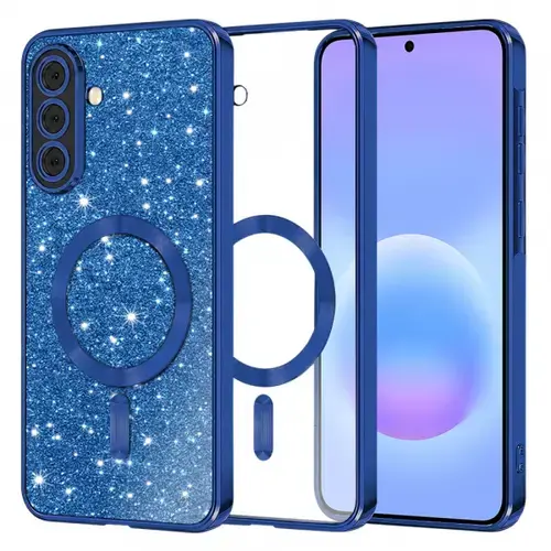 Husa MagSafe pentru Samsung Galaxy A57 5G, Techsuit, Luxury Glitter, Albastra Inchis