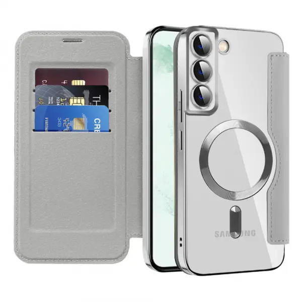 Husa MagSafe pentru Samsung Galaxy S22+ 5G S906, Techsuit, SmartMag Book, Gri