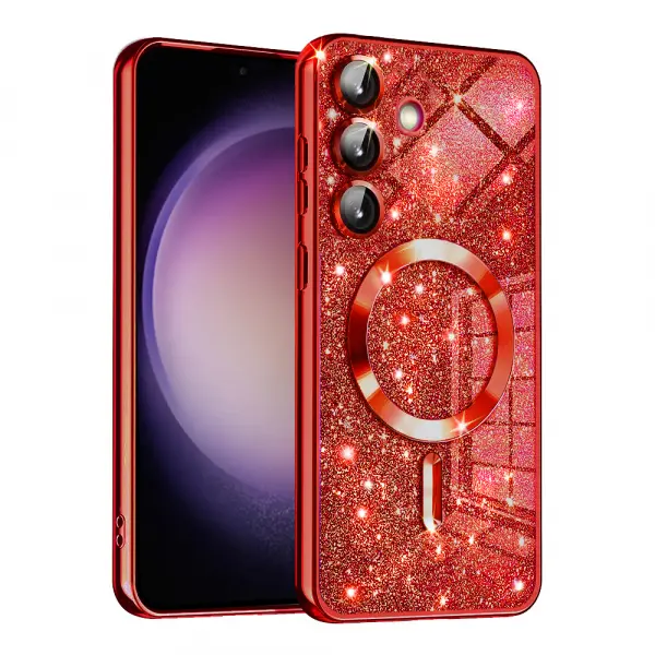 Husa MagSafe pentru Samsung Galaxy S23 FE S711, Techsuit, Luxury Glitter, Rosie