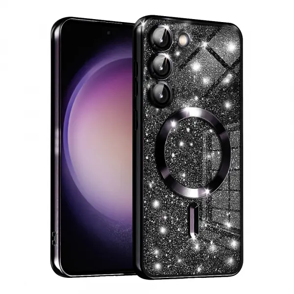 Husa MagSafe pentru Samsung Galaxy S23 S911, Techsuit, Luxury Glitter, Neagra
