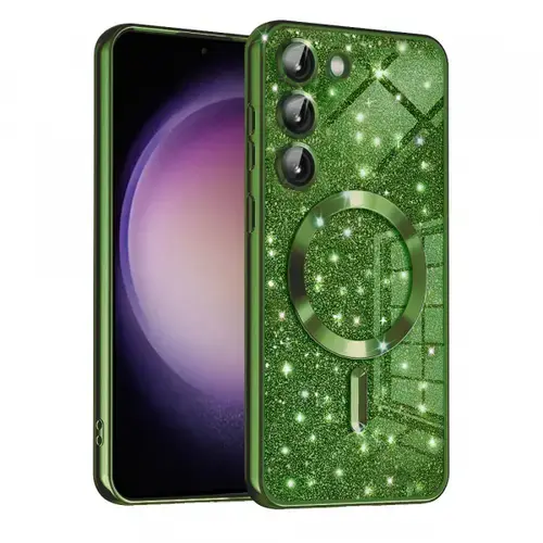 Husa MagSafe pentru Samsung Galaxy S23+ S916, Techsuit, Luxury Glitter, Verde Inchis