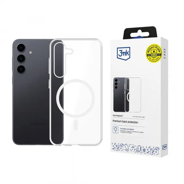 Husa MagSafe pentru Samsung Galaxy S24 S921, 3MK, Clear MagCase, Transparenta