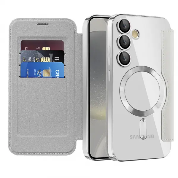 Husa MagSafe pentru Samsung Galaxy S24+ S926, Techsuit, SmartMag Book, Gri