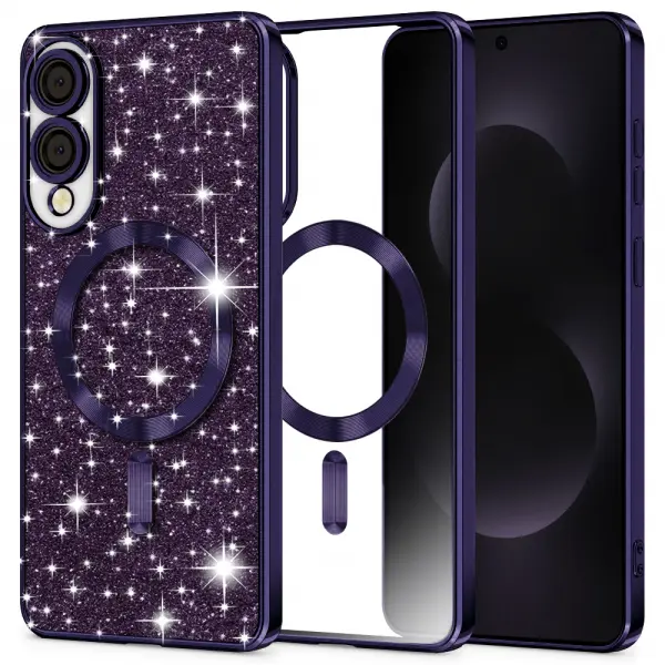 Husa MagSafe pentru Samsung Galaxy S25 Edge S937, Techsuit, Luxury Glitter, Mov Inchis
