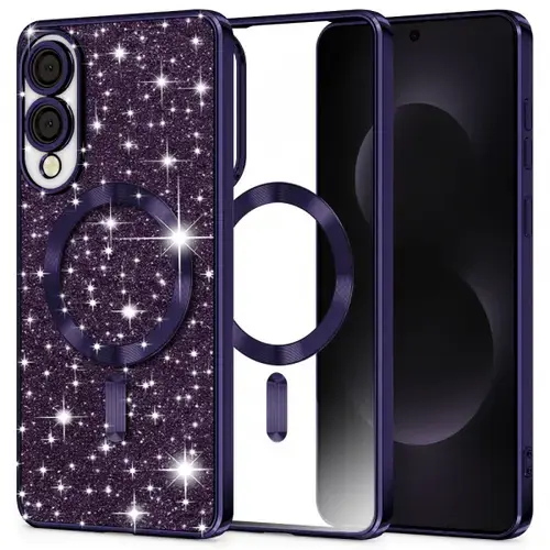 Husa MagSafe pentru Samsung Galaxy S25 Edge S937, Techsuit, Luxury Glitter, Mov Inchis