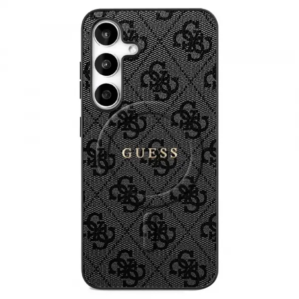 Husa MagSafe pentru Samsung Galaxy S25 FE, Guess, 4G Ring Classic Logo, Neagra