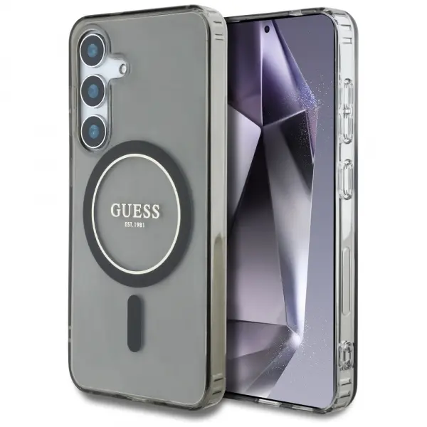 Husa MagSafe pentru Samsung Galaxy S25 S931, Guess, IML Glitter Circle, Neagra