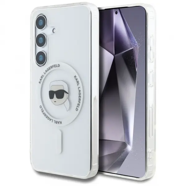 Husa MagSafe pentru Samsung Galaxy S25 S931, Karl Lagerfeld, IML Karl's Head, Alba