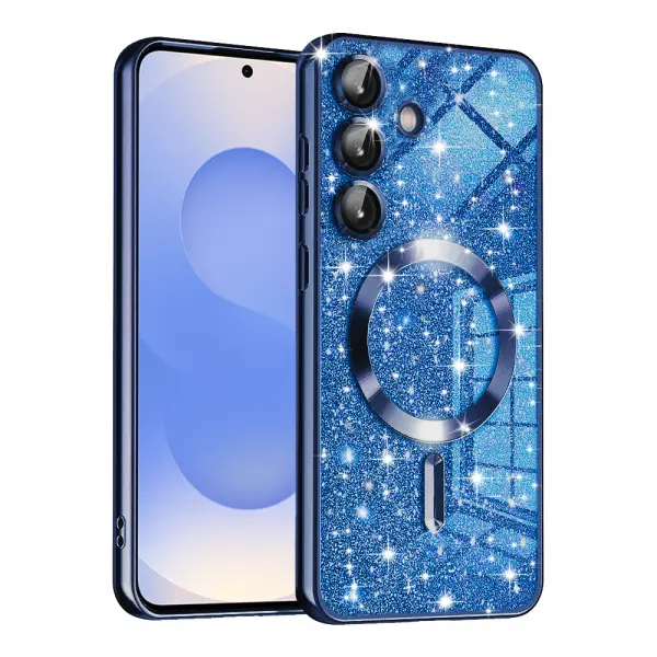 Husa MagSafe pentru Samsung Galaxy S25 S931, Techsuit, Luxury Glitter, Albastra Inchis