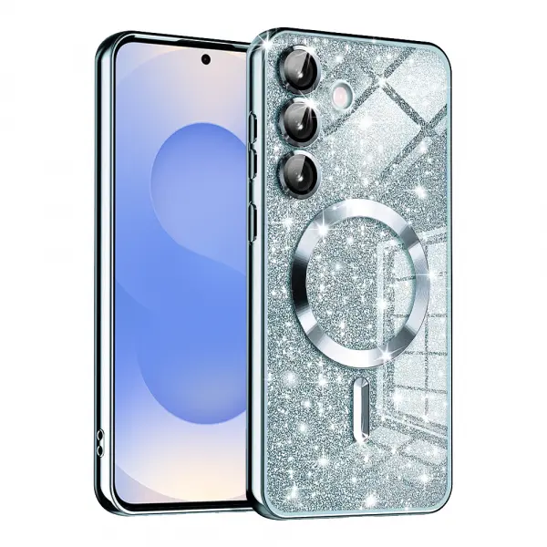 Husa MagSafe pentru Samsung Galaxy S25 S931, Techsuit, Luxury Glitter, Bleu