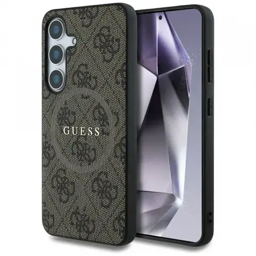 Husa MagSafe pentru Samsung Galaxy S25+ S936, Guess, 4G Ring Classic Logo, Maro