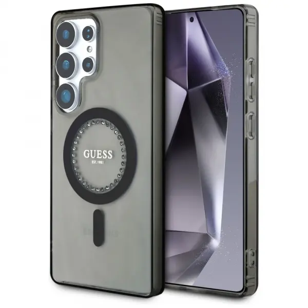 Husa MagSafe pentru Samsung Galaxy S25 Ultra S938, Guess, IML Rhinestone, Neagra