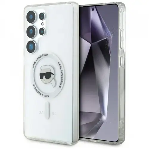 Husa MagSafe pentru Samsung Galaxy S25 Ultra S938, Karl Lagerfeld, IML Karl's Head, Alba
