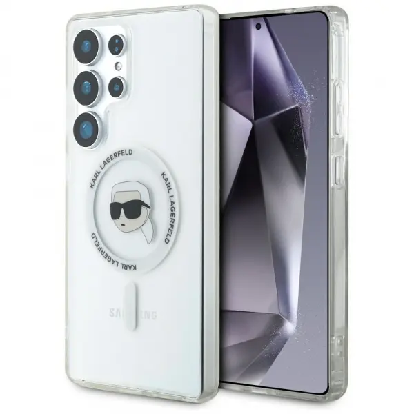 Husa MagSafe pentru Samsung Galaxy S25 Ultra S938, Karl Lagerfeld, IML Karl's Head, Alba
