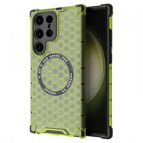 Husa MagSafe pentru Samsung Galaxy S25 Ultra S938, Techsuit, HoneyComb Shield, Verde