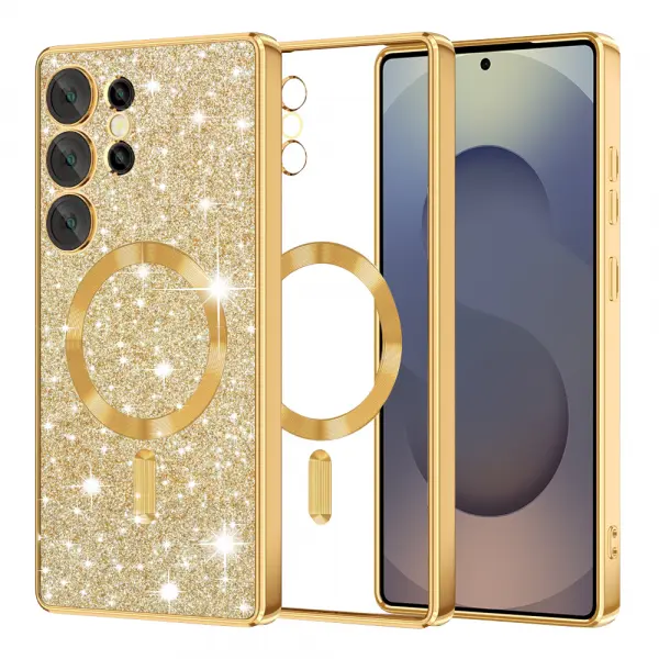 Husa MagSafe pentru Samsung Galaxy S25 Ultra S938, Techsuit, Luxury Glitter, Aurie