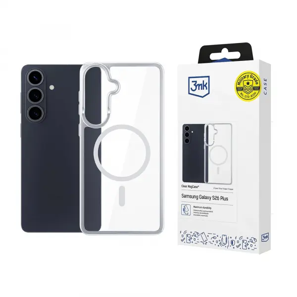 Husa MagSafe pentru Samsung Galaxy S26 S942, 3MK, Armor MagCase, Transparenta