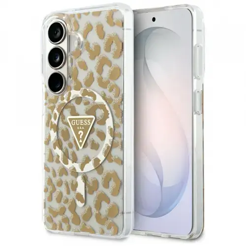 Husa MagSafe pentru Samsung Galaxy S26 S942, Guess, IML Leopard Pattern (Maro)