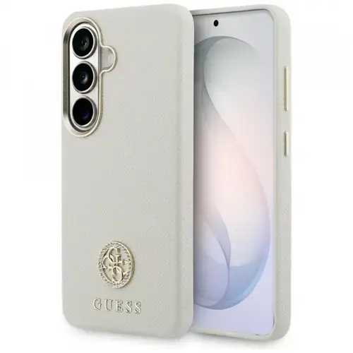 Husa MagSafe pentru Samsung Galaxy S26 S942, Guess, Rhinestone Round Logo, Bej
