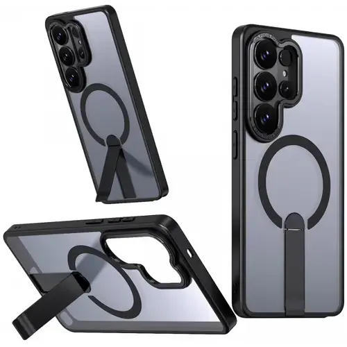Husa MagSafe pentru Samsung Galaxy S26 S942, Hybrid Armor, X with Stand, Neagra