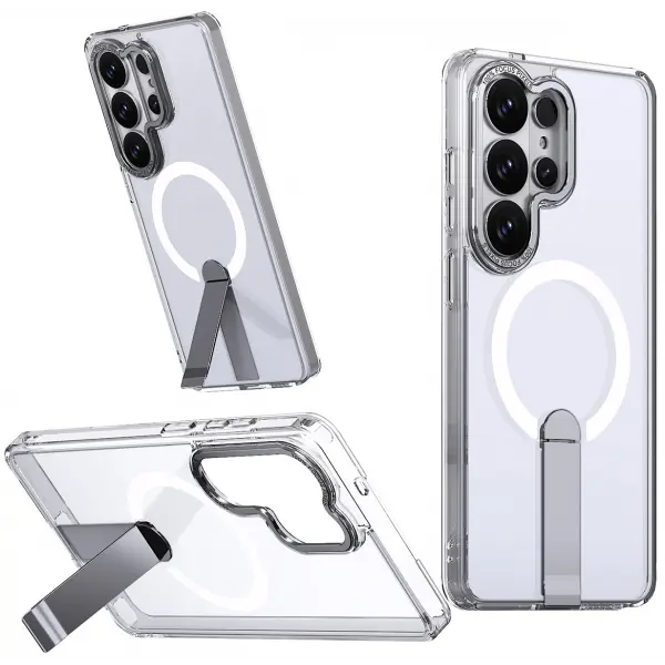 Husa MagSafe pentru Samsung Galaxy S26 S942, Hybrid Armor, X with Stand, Transparenta