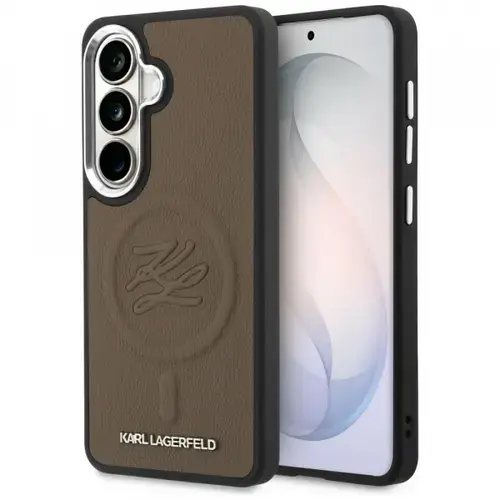 Husa MagSafe pentru Samsung Galaxy S26 S942, Karl Lagerfeld, Initial Logo Debossed, Maro