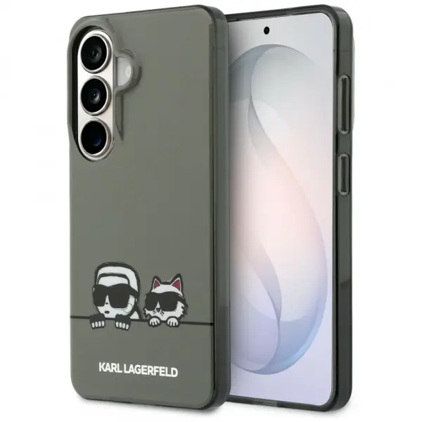 Husa MagSafe pentru Samsung Galaxy S26 S942, Karl Lagerfeld, IML Karl & Choupette Peekaboo Logo, Neagra