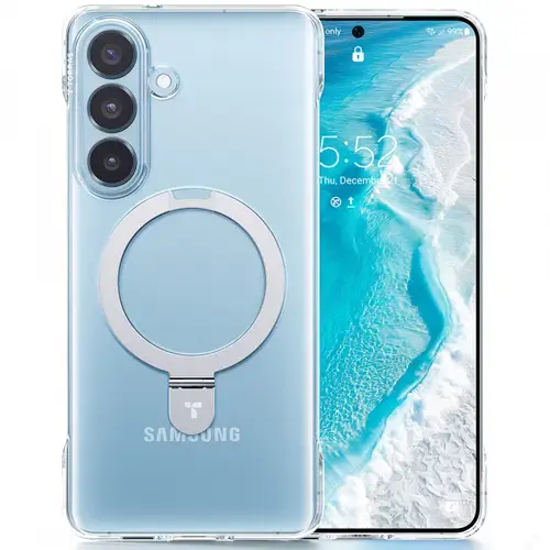 Husa MagSafe pentru Samsung Galaxy S26, Torras, Ostand Slim, Transparenta