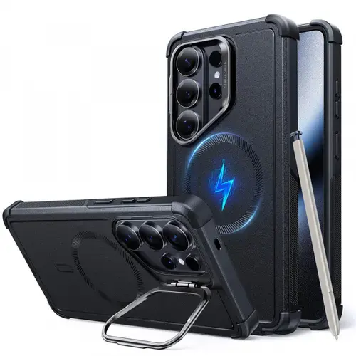 Husa MagSafe pentru Samsung Galaxy S26 Ultra, ESR, Cyber Armor Kickstand, Neagra