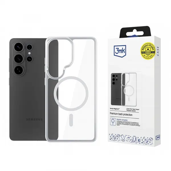 Husa MagSafe pentru Samsung Galaxy S26 Ultra S948, 3MK, Armor MagCase, Transparenta