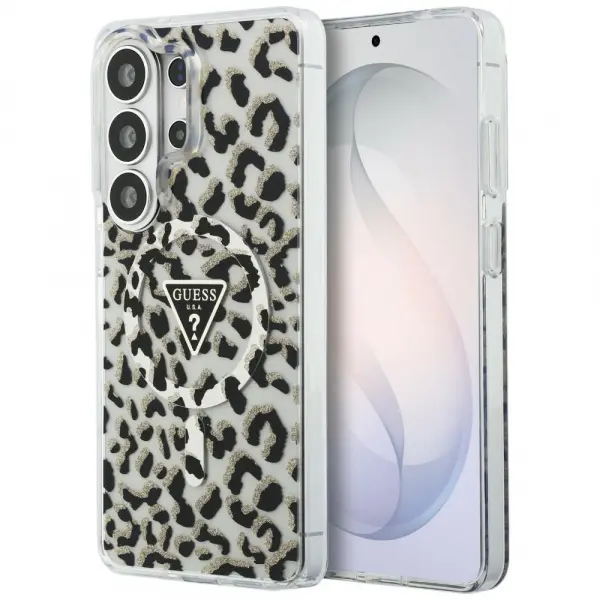 Husa MagSafe pentru Samsung Galaxy S26 Ultra S948, Guess, IML Leopard Pattern, Neagra