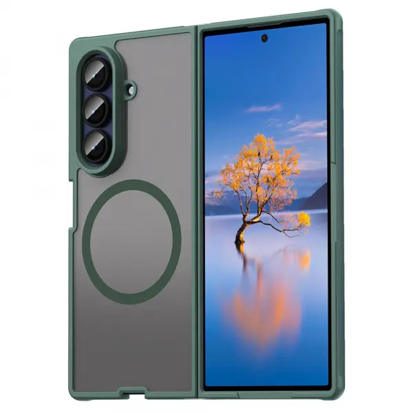 Husa MagSafe pentru Samsung Galaxy Z Fold7 F966, Techsuit, HaloFrost II, Verde