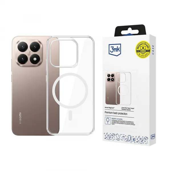 Husa MagSafe pentru Xiaomi 15T, 3MK, Armor MagCase, Transparenta