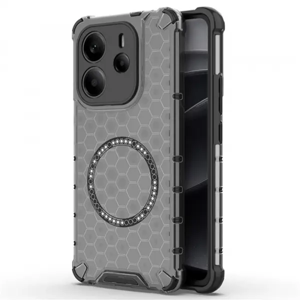 Husa MagSafe pentru Xiaomi Redmi Note 14 4G (Regional), Techsuit, HoneyComb Shield, Neagra