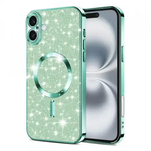 Husa MagSafe Techsuit Luxury Glitter pentru Apple iPhone 16 Plus (Verde)