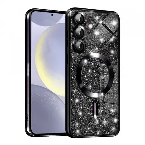 Husa MagSafe Techsuit Luxury Glitter pentru Samsung Galaxy S24 S921 (Negru)