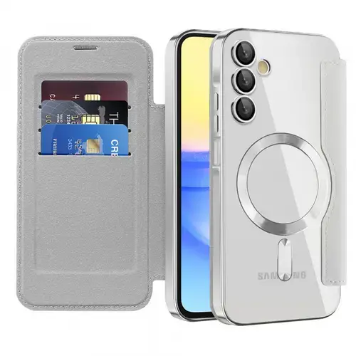Husa MagSafe Techsuit SmartMag Book pentru Samsung Galaxy A15 5G A156 / A15 A155 (Gri)