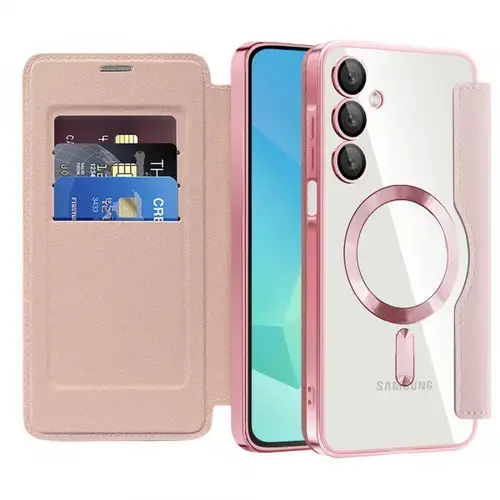 Husa MagSafe Techsuit SmartMag Book pentru Samsung Galaxy A16 5G A166 / A16 4G A165 (Roz)