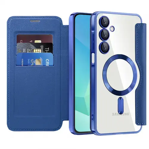 Husa MagSafe Techsuit SmartMag Book pentru Samsung Galaxy A16 5G A166 / A16 4G A165 (Albastru)