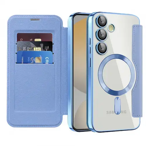 Husa MagSafe Techsuit SmartMag Book pentru Samsung Galaxy S24 FE S721 (Albastru)