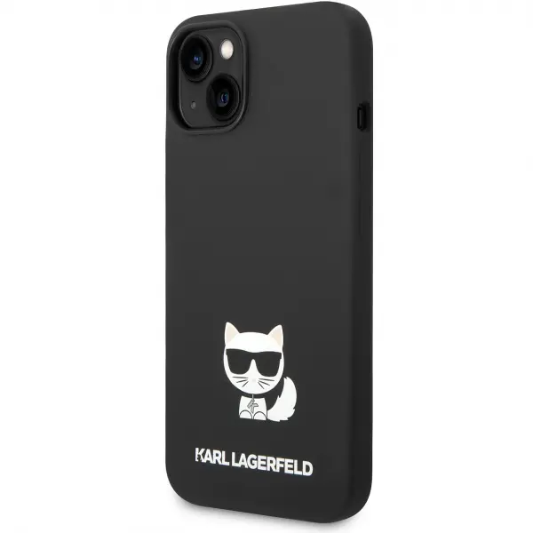 Husa pentru Apple iPhone 14 Plus, Karl Lagerfeld, Silicone Body Choupette, Neagra