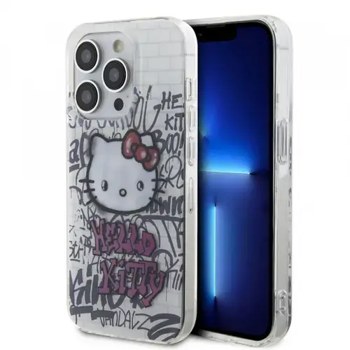 Husa pentru Apple iPhone 14 Pro Max, Hello Kitty, IML Kitty On Bricks Graffiti, Alba