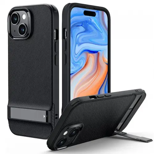 Husa pentru Apple iPhone 15 Plus, ESR, Air Shield Boost Kickstand, Neagra