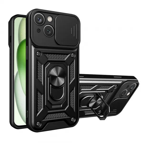 Husa pentru Apple iPhone 15 Plus, Techsuit, CamShield, Neagra