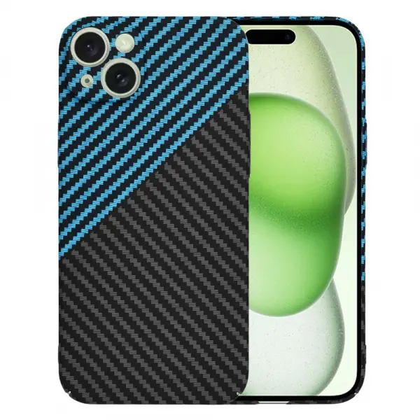Husa pentru Apple iPhone 15 Plus, Techsuit, Carbonite FiberShell, Neagra Bleu