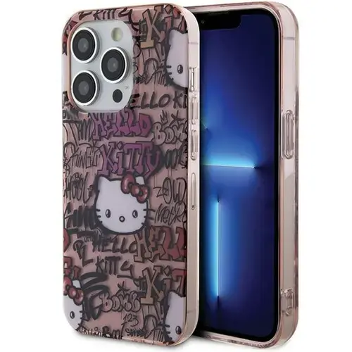 Husa pentru Apple iPhone 15 Pro, Hello Kitty, ML Tags Graffiti, Roz