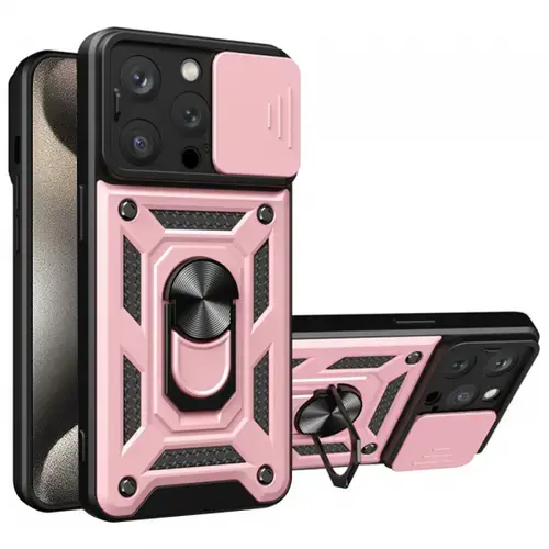 Husa pentru Apple iPhone 15 Pro Max, Techsuit, CamShield (Negru/Roz)