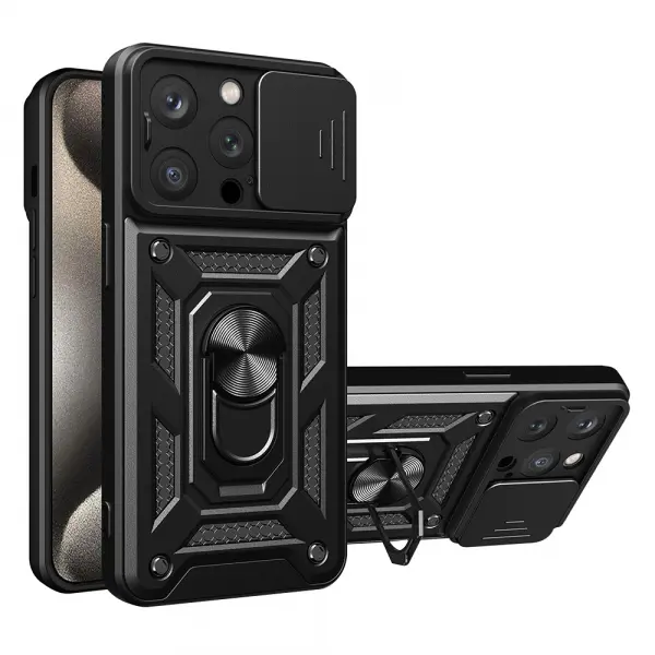 Husa pentru Apple iPhone 15 Pro, Techsuit, CamShield, Neagra