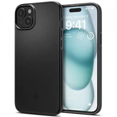 Husa pentru Apple iPhone 15, Spigen, Thin Fit, Neagra