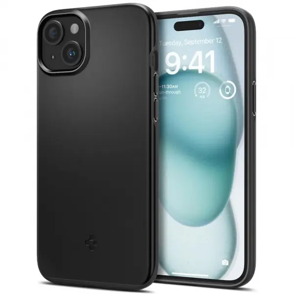 Husa pentru Apple iPhone 15, Spigen, Thin Fit, Neagra ACS06776